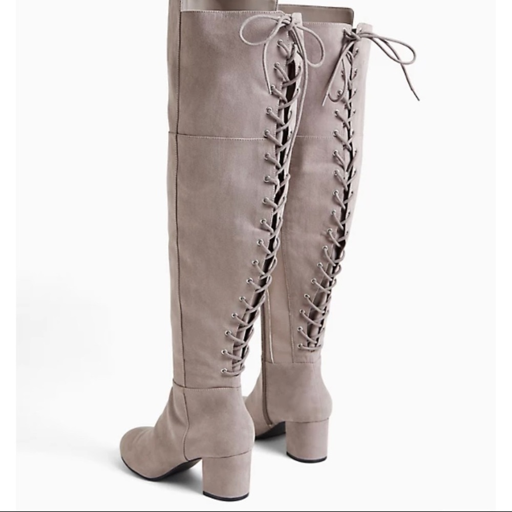 🚨BRAND NEW!🚨 Faux Suede Corset Back Over-The-Knee WIDE-CALF Boots WW